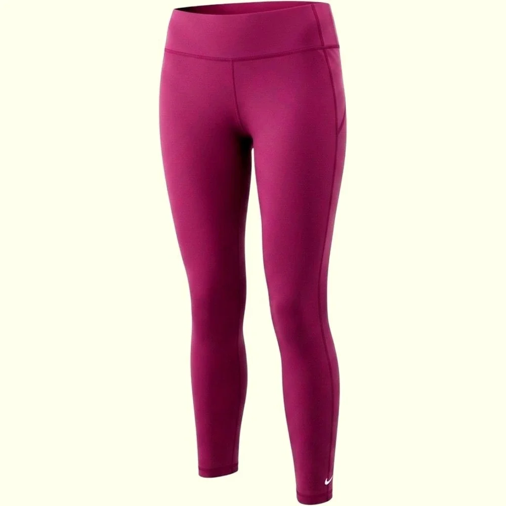 Nike~Dri-Fit Women's Mid-Rise 7/8 Mesh-Paneled Training Leggings-Purple~XL~NWT